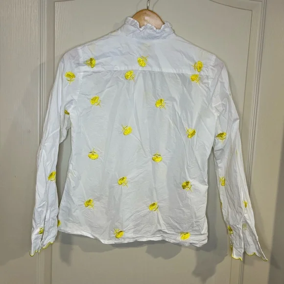 THESHIRT White Button-Up Shirt with Yellow Floral Embroidery - Picture 6 of 8